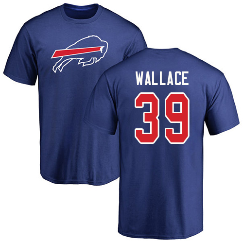 Men NFL Buffalo Bills #39 Levi Wallace Royal Blue Name and Number Logo T Shirt